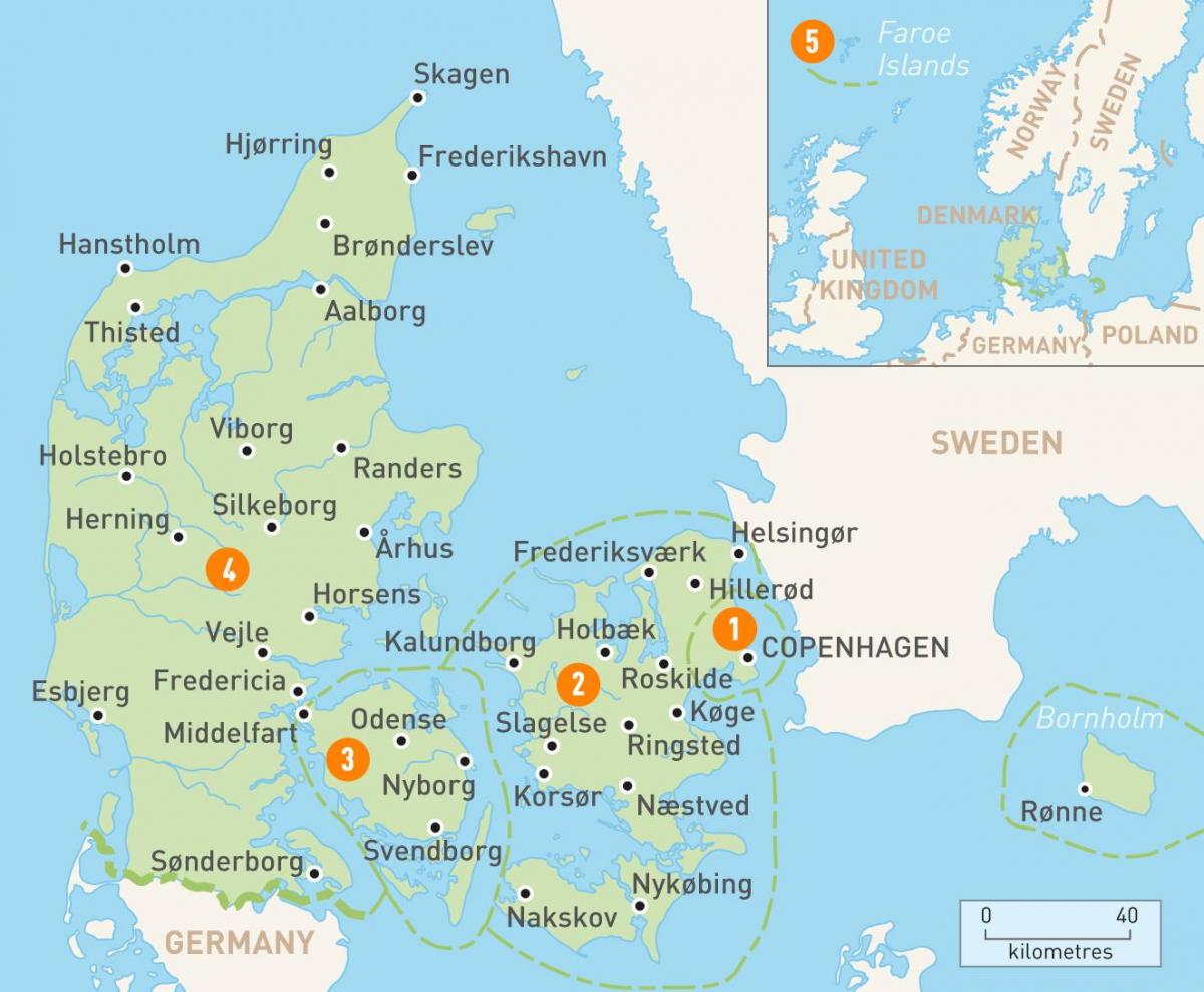 Mapa de dinamarca islas