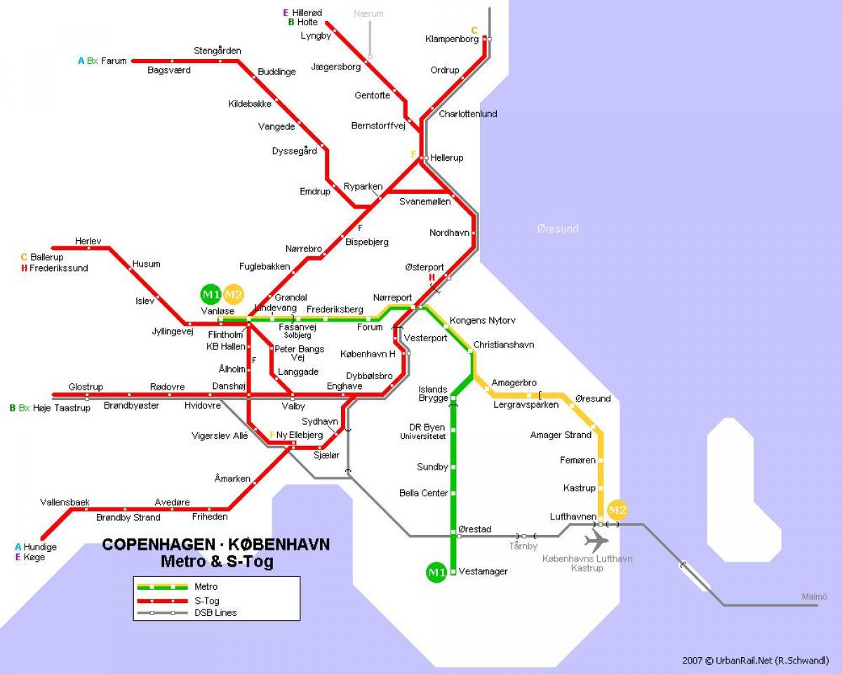 Mapa de dinamarca de metro 