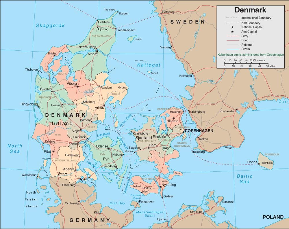 Mapa de dinamarca río