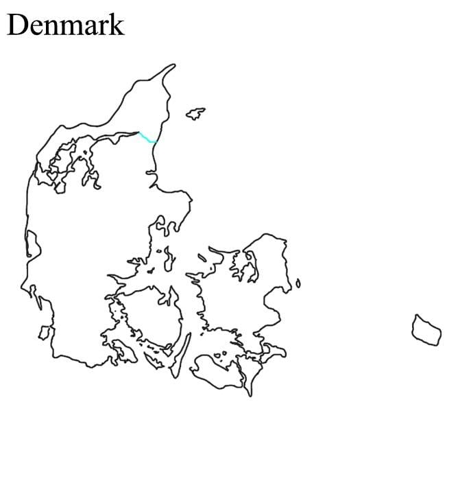 mapa en blanco de dinamarca
