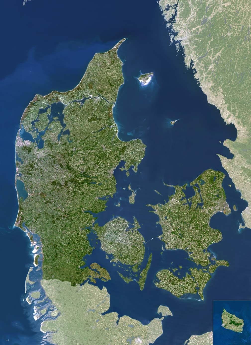 Mapa de dinamarca de satélite 