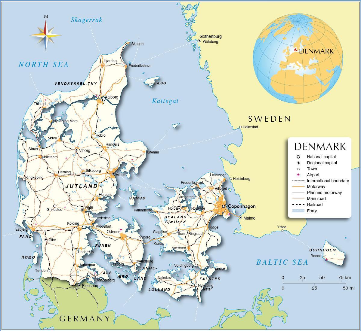 mapa de dinamarca