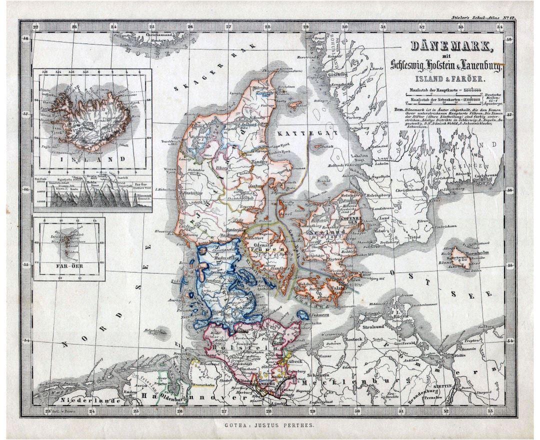 mapa antiguo de dinamarca