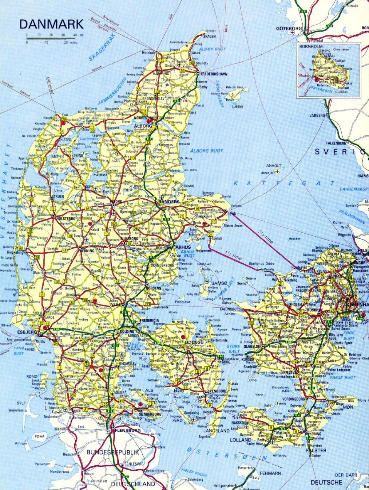 Mapa de carreteras de dinamarca