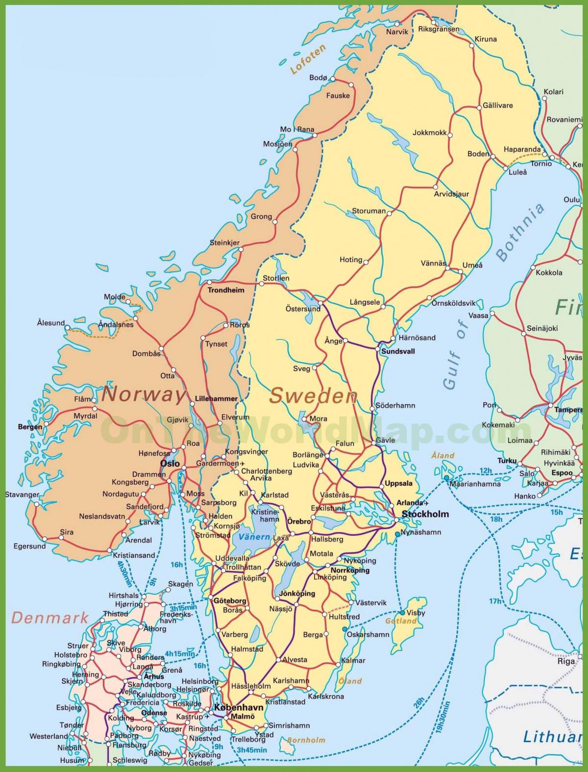 mapa de dinamarca y noruega