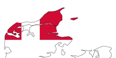 Mapa de la bandera de dinamarca 