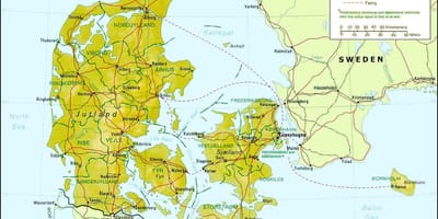 Mapa de dinamarca de la geografía 