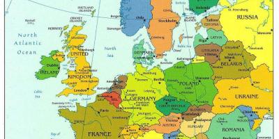 Mapa de europa, mostrando dinamarca