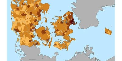 Dinamarca densidad de población mapa