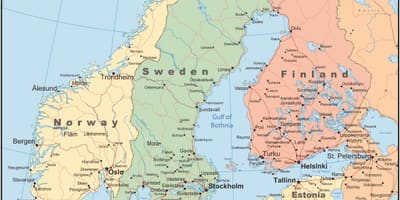 Mapa de dinamarca y los países vecinos