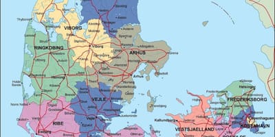 Mapa de dinamarca político 