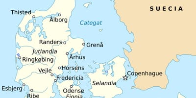 Mapa de fredericia, dinamarca