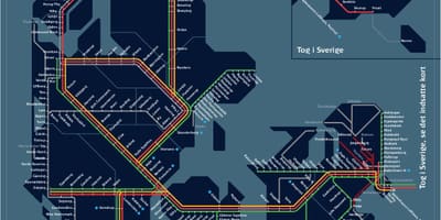 Mapa de trenes de copenhague, dinamarca